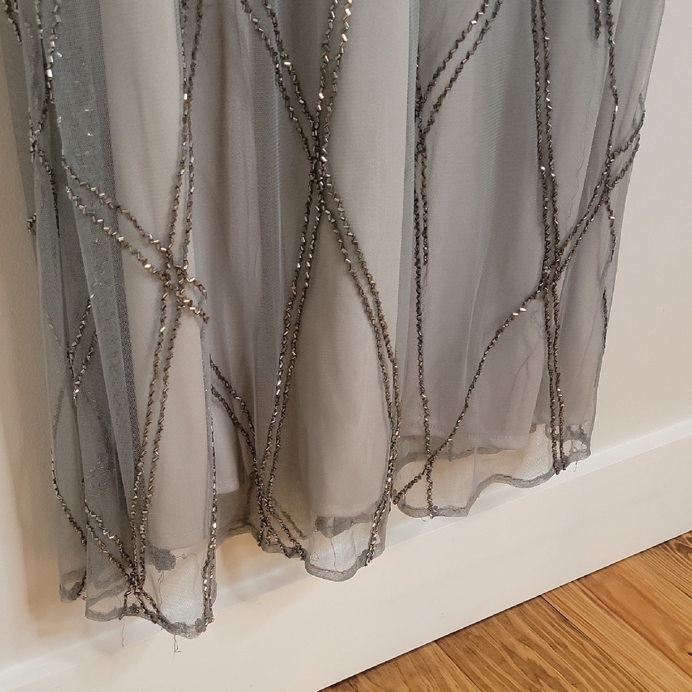Adrianna Papell Silver And Gray Formal Gown Wedding Mother Dress - Picture 6 of 6